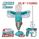 Mezclador Inalámbrico 20V de 2 Velocidades. Rosca 5/8''-11UNC. Incluye 2 Baterías 4.0Ah y Cargador. Mezcladora