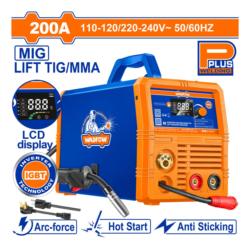 Máquina de Soldar Inverter 200A Modelo Medium Duty 30% Ciclo de Trabajo. 110-120V / 220-240V. MIG/MAG – MMA – TIG Lift