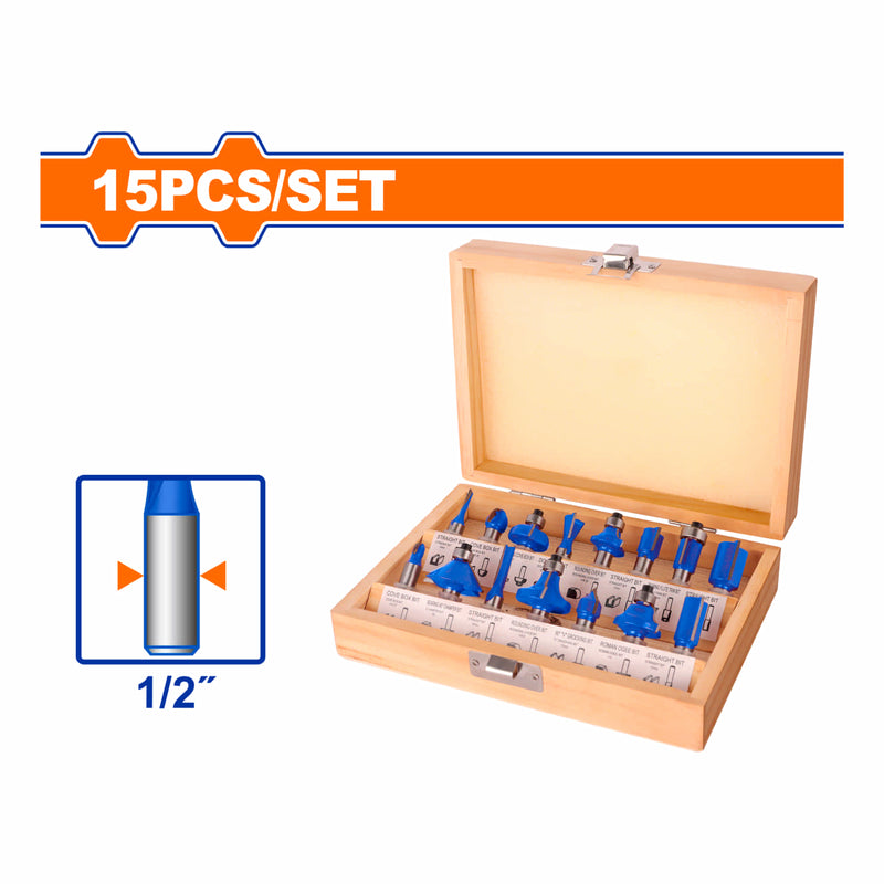 Puntas Brocas Para Router. Vástago: ½” Juego De 15 Brocas Para Router