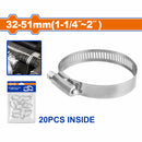 Abrazadera sinfín de acero inoxidable 201ss. Rango de 32-51mm. Ancho: 12.7mm. (20 piezas)