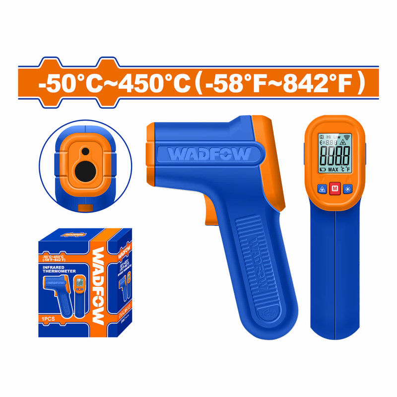 Termómetro infrarrojo. Rango de Temperatura: -50°C~450°C (-58°F~842°F) Apagado automático. No para humanos.