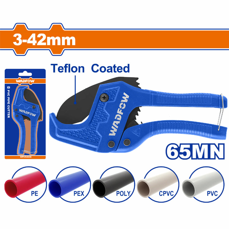 Cortador de tubo de PVC. Corta tubos de 3 a 42mm. Largo 203mm. Recubierto de teflón. 65MN