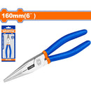 Alicates de punta larga.  Pulido y antióxido. Con mango de plástico.