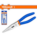 Alicates de punta larga.  Pulido y antióxido. Con mango de plástico.