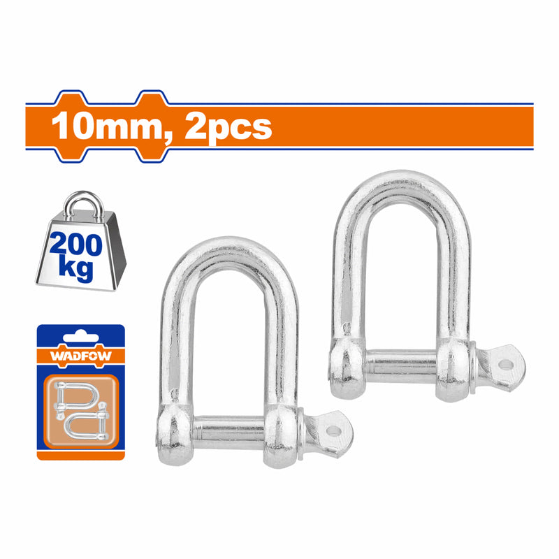Grillete Argolla para izaje de cargas. Carga de trabajo: 200kg 10mm Acero al carbono. Set de 2 piezas.