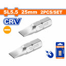 Puntas de destornillador SL5.5 25mm. CR-V. Set de 2 piezas. Punta magnética. Tipo Plano.