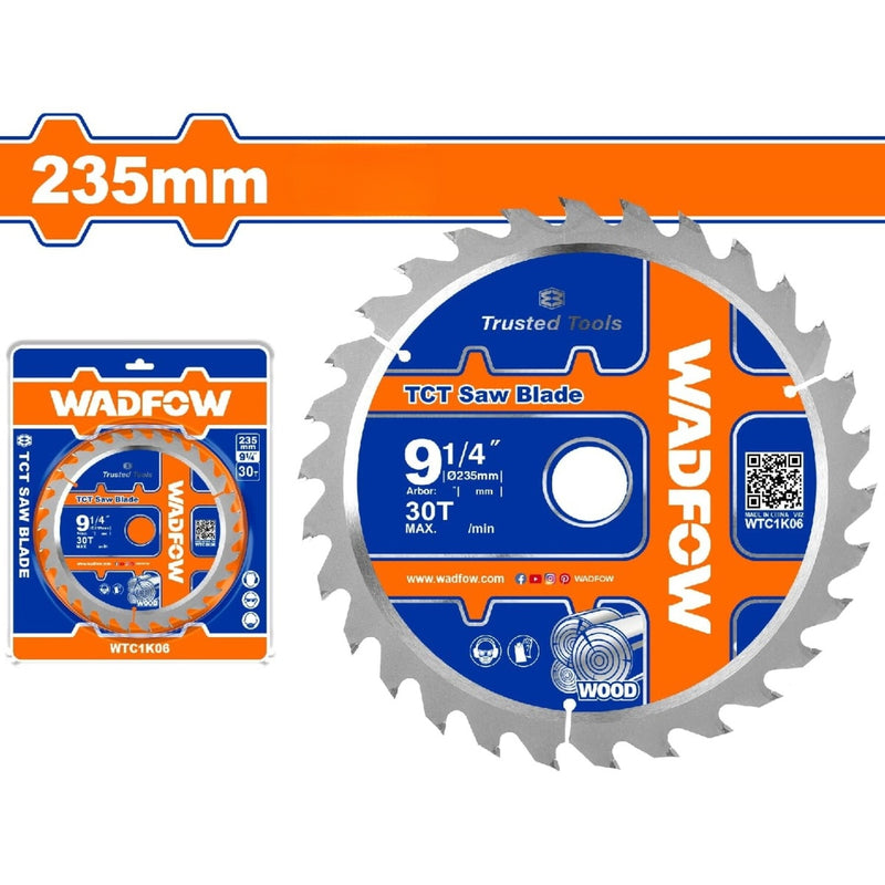 Discos de corte sierra TCT 235mm.  Anillos reductores 16mm y 25.4mm. Para corte en Madera.