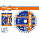 Disco de corte sierra TCT 235mm. 40T. Anillos reductores 16mm y 25.4mm. Para corte en Madera.
