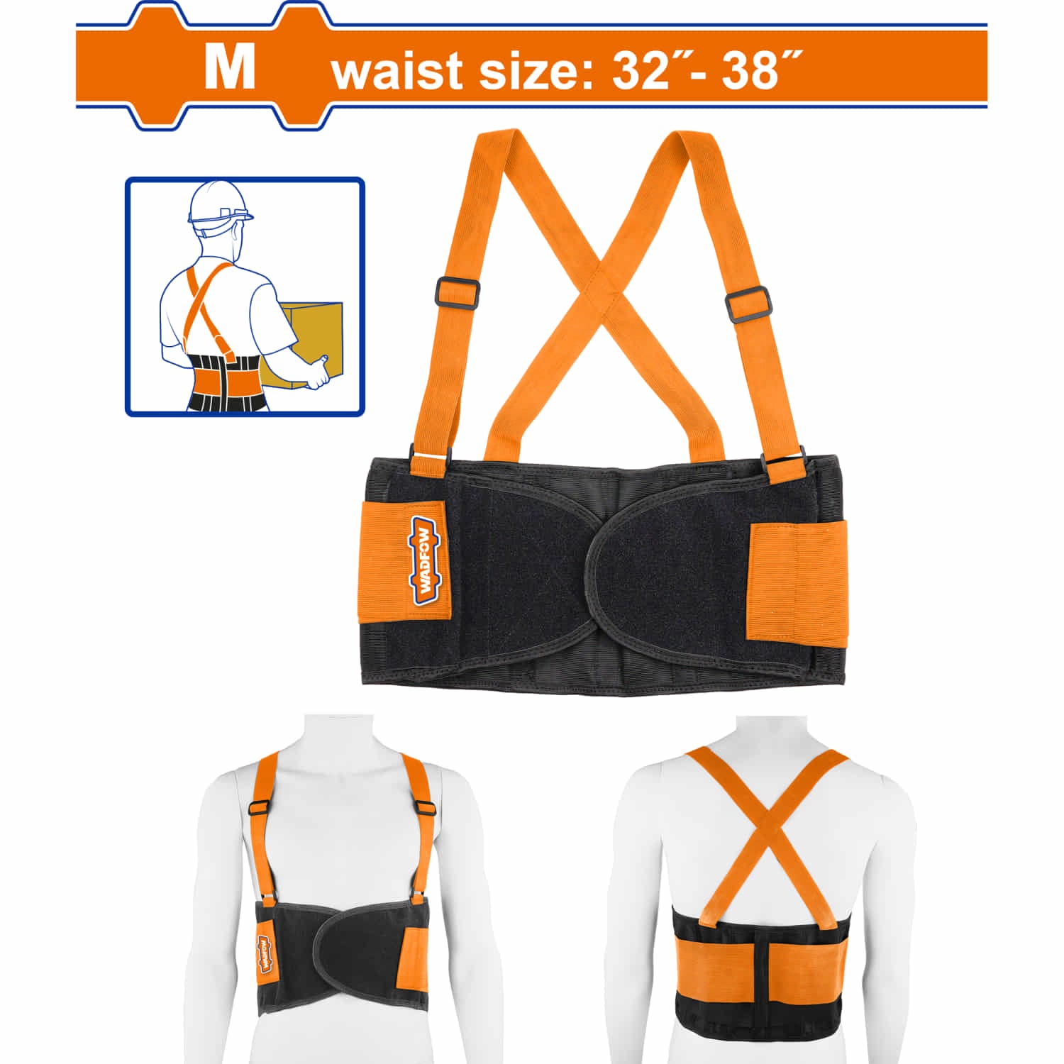 Faja cinturon de soporte lumbar para la espalda. Cinturón Tamaño: M (tamaño de cintura: 32"-38") Longitud: 102cm Material: Poliéster.