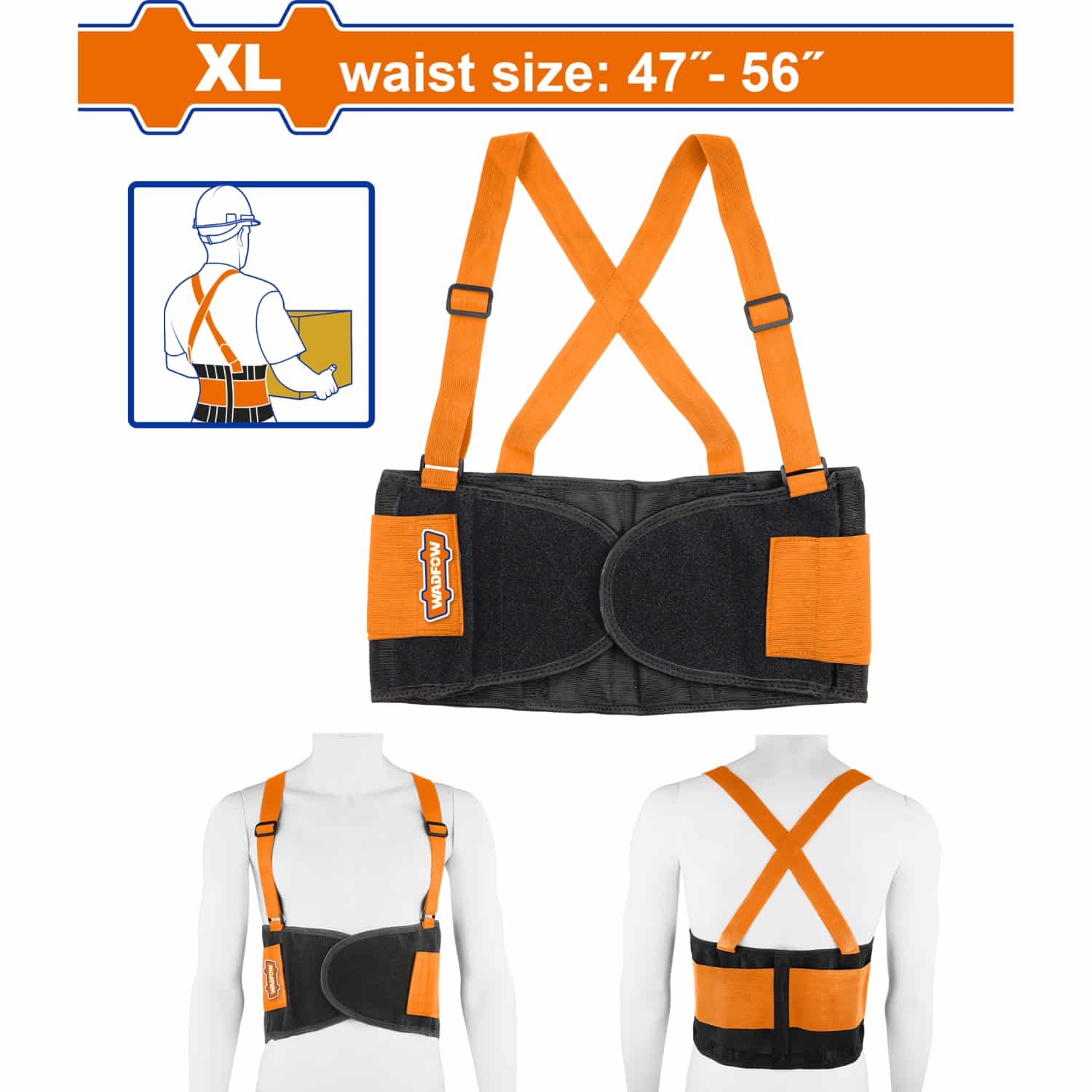 Faja de soporte lumbar para la espalda. Cinturón Tamaño: XL (tamaño de cintura: 47"-56") Longitud: 125cm Material: Poliéster