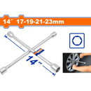 Llave de Cruz 14" (17-19-21-23mm) Acero al carbono. Tratamiento térmico. Diseño cruzado.