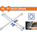 Llave de Cruz 16" (17-19-21-23mm) Acero al carbono. Tratamiento térmico. Diseño cruzado.