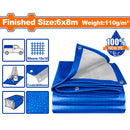 Lona Polietileno Azul 6 m x 8 m (19.6 x 26.3 pies) 110g/m2. Espesor: 0.15mm. Ambos lados laminados. Impermeable.
