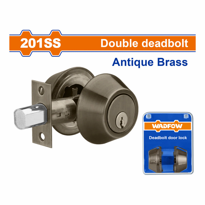 Cerradura de cerrojo de cilindro único 65mm latón antiguo. 3 llaves. Con llave ambos lados.