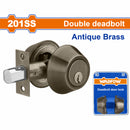 Cerradura de cerrojo de cilindro único 65mm latón antiguo. 3 llaves. Con llave ambos lados.