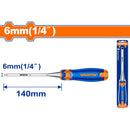 Cincel de madera 6mm (1/4") Mango ergonómico. Acero al carbono. Long.140mm