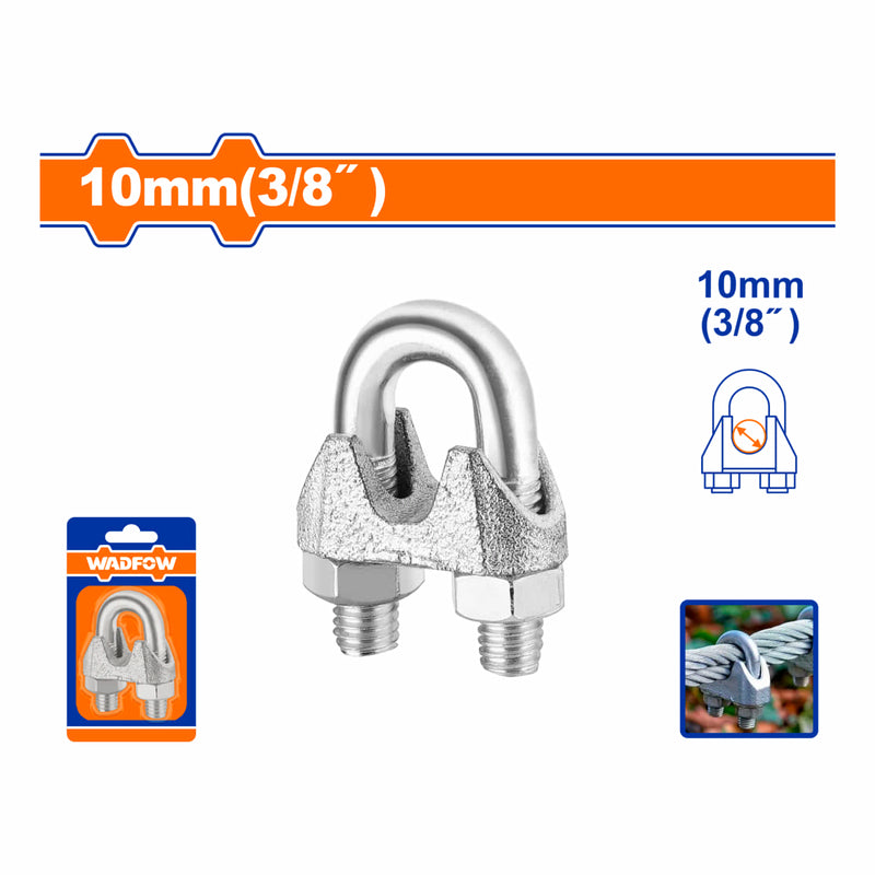 Perros para cable de acero guayas Clips de cuerda de alambre 3/8" Hierro maleable Electro-galvanizado. Para fijar cuerda de alambre.