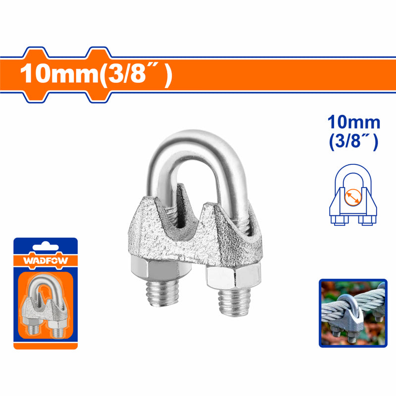 Perros para cable de acero guayas Clips de cuerda de alambre 3/8" Hierro maleable Electro-galvanizado. Para fijar cuerda de alambre.