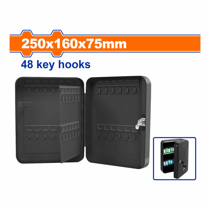 Caja de llaves. Capacidad de 48 llaves Dimensiones externas (H*A*P): 10"x6"x3" (25x16x7.5cm) Apertura con llave. Caja de seguridad para llaves tipo armario.
