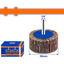 Flaps Wheels combinado con Lija. Eje de 6mm. Ideal metal y madera. Nylon Rojo. 50x25x6mm