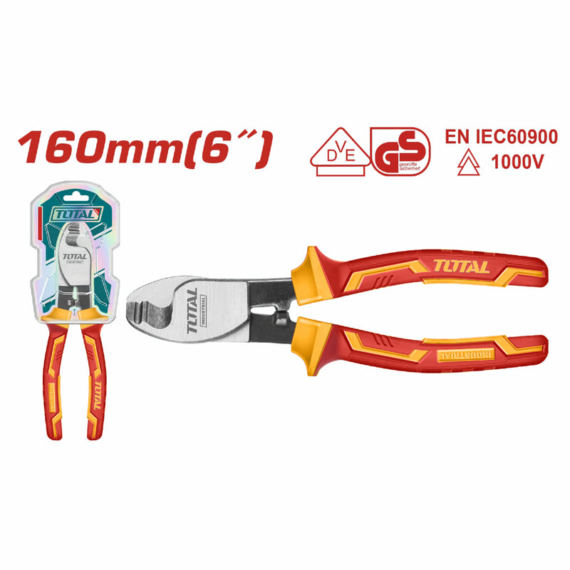 Alicate Pela Cable de 6" (160mm) de Mango aislado. Acabado Negro Pulido. Soporta 1000 V.
