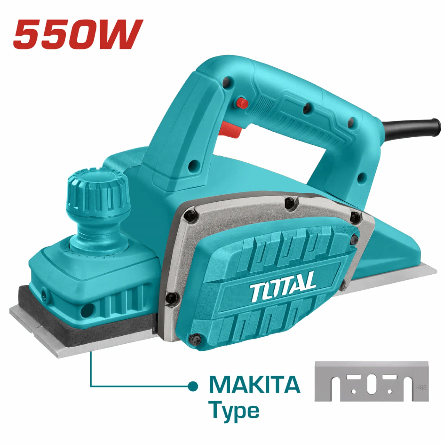 Cepillo electrico de madera 550W 16000rpm 3-1/4" x 3/64" 110-120V ~ 50/60Hz