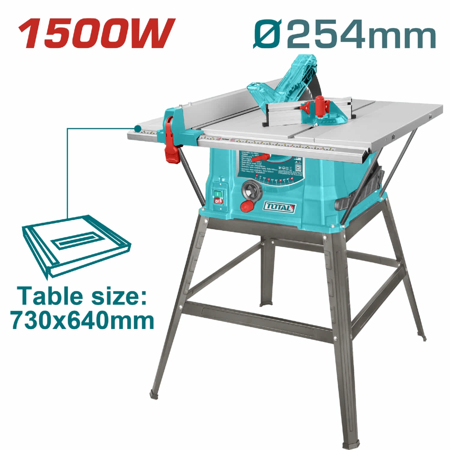 Sierra de Mesa 10" 1500W 110-120V~50/60Hz 4500rpm. Corte de madera. Cortadora de Madera de Banco.