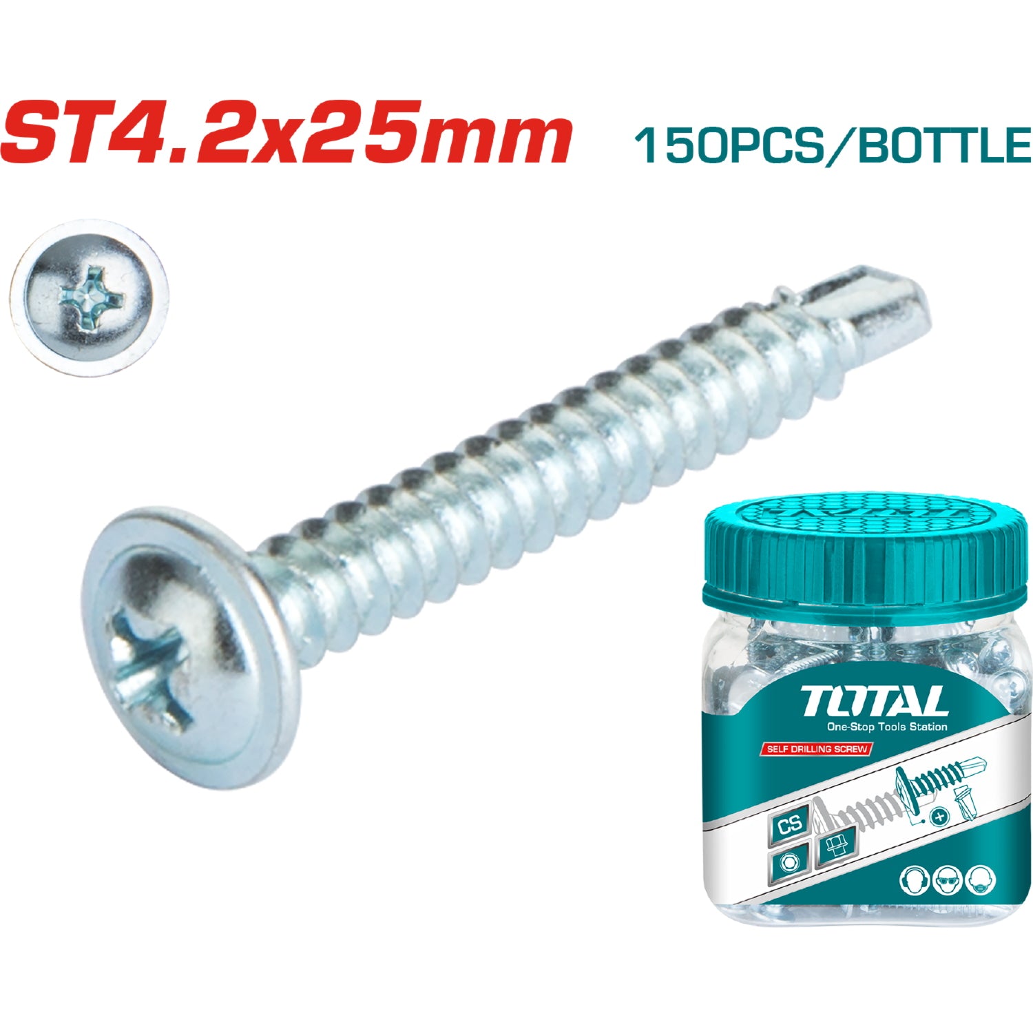 150/pzas Tornillo punta de broca ST4.2x25mm estrella phillips cabeza plana ancha Truss. Galvanizado