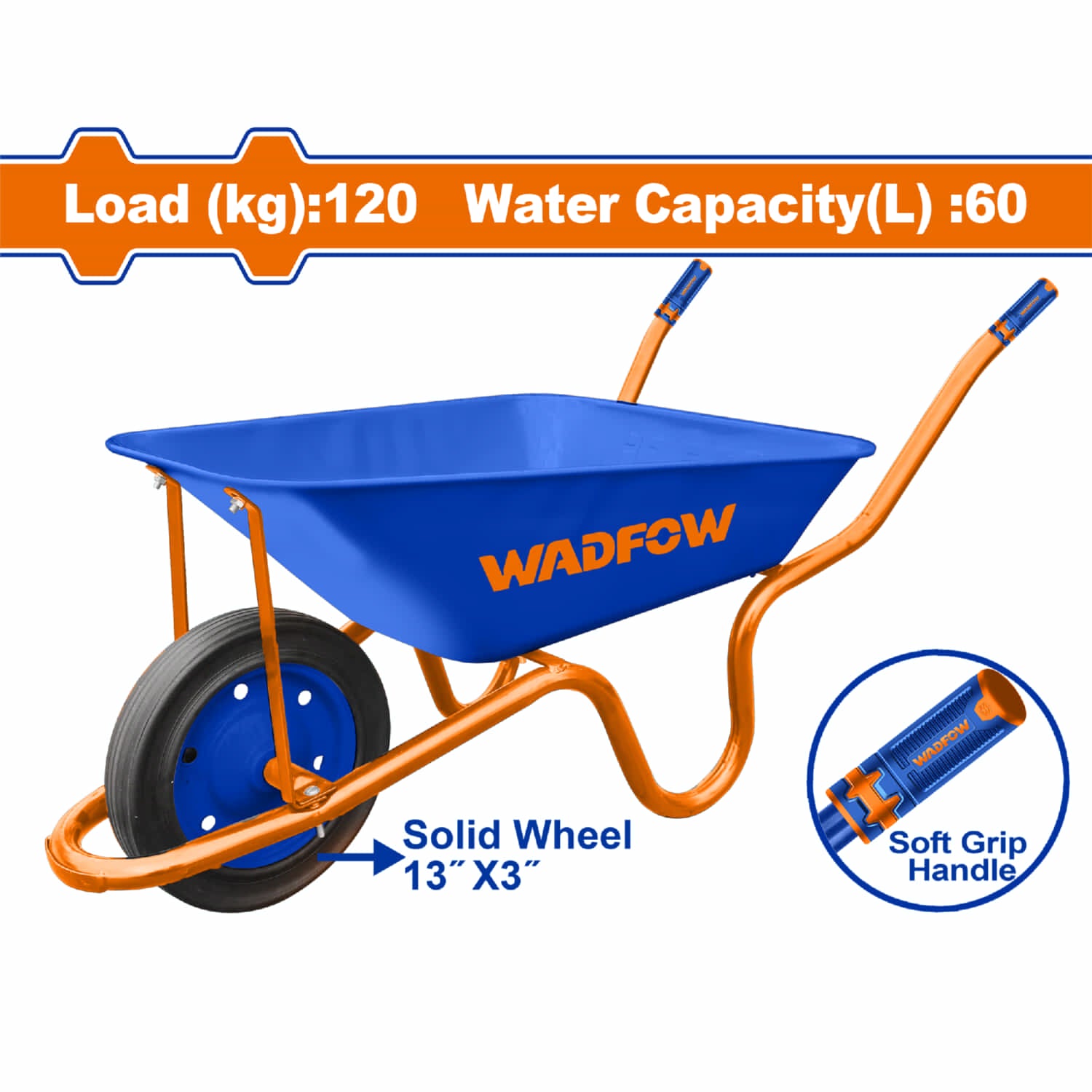 Carretilla de Construcción 120 Kg. De metal. Capac. de Arena: 4 Pies Cúbicos Capac. de agua: 60L