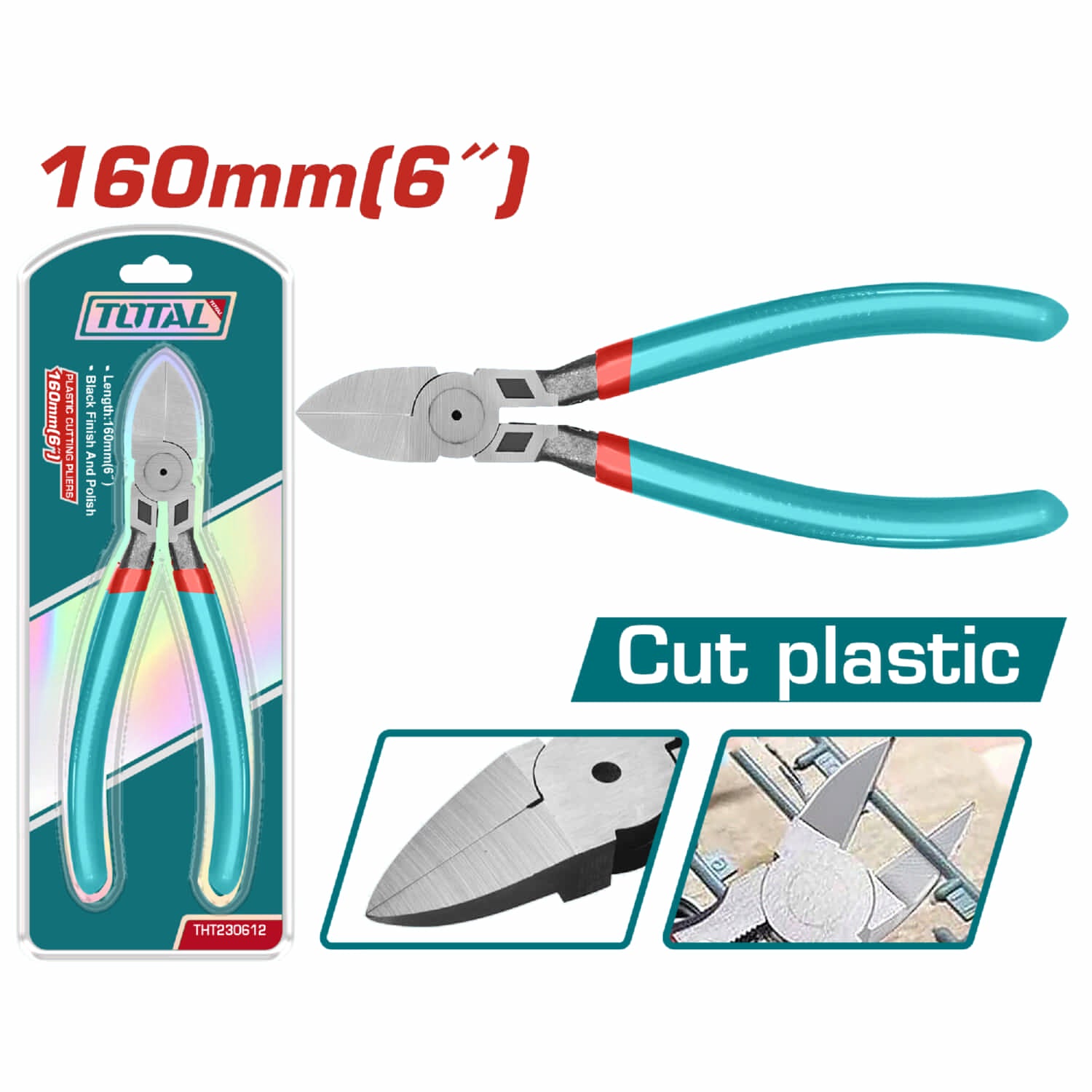 Tijera para cortar plástico de 6"/160mm.