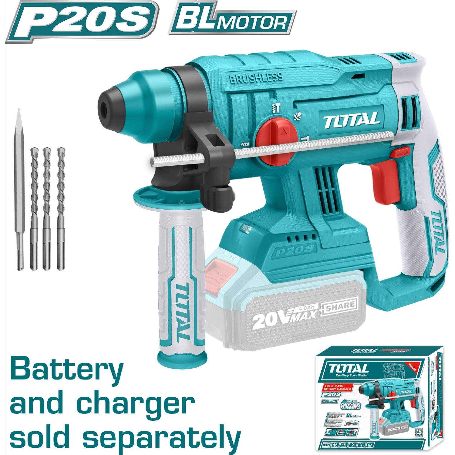 Taladro RotoMartillo  Motor sin escobillas Cap max de Perforacion: 22