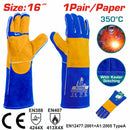 Guantes para soldar 350°. Talla 16" Alta temperatura. Cuero de Vaca. Tejido en Kevlar. (Par)