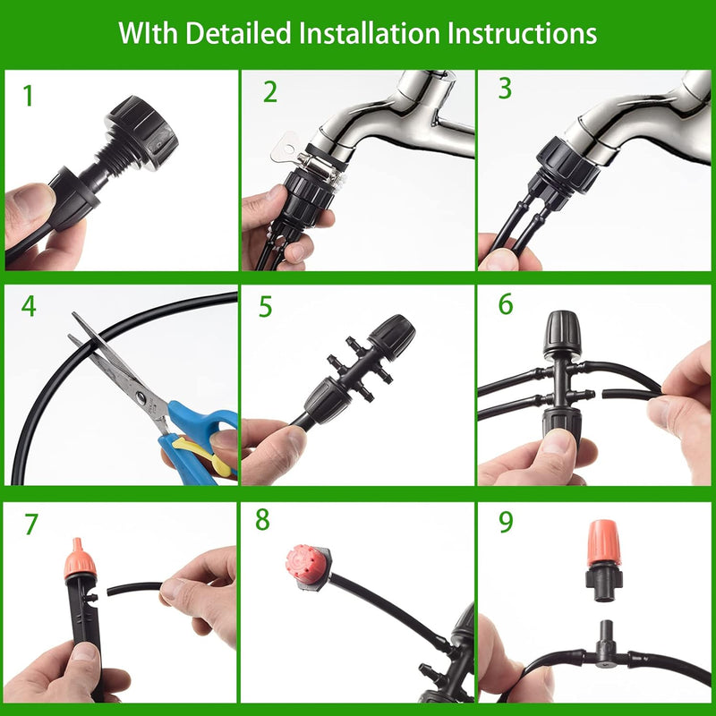 Kit de sistema de riego por goteo.