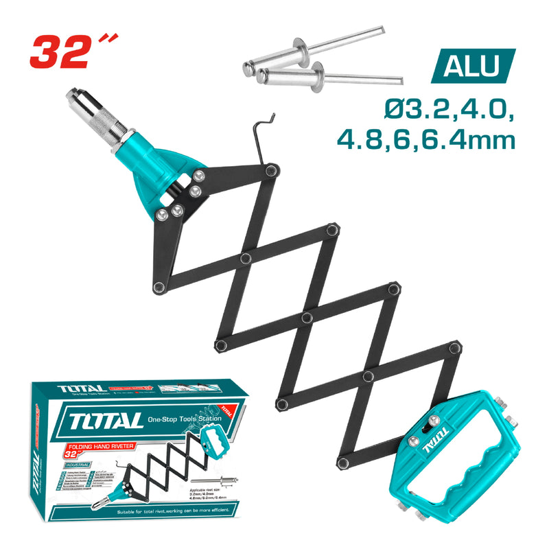 Remachadora de acordeon plegable 32" Capacidad desde 3.2mm a 6.4mm