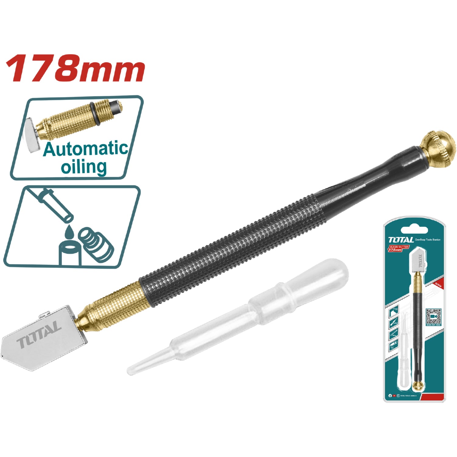 Cortador de vidrio heavy duty. Cuerpo de metal con alimentador de aceite automatico