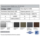 Perfil Hoja Perimetral de 28x66 HV 22 mm. Espesor 1.4 mm. Largo 5.85 mts. Acabado Lacado Blanco.