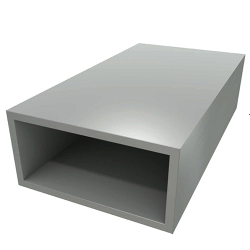 Perfil de Aluminio Rectangular 4" x 2". Espesor 4.78 mm Largo 5.85 mts. Material 6061-T6. Acabado Mi