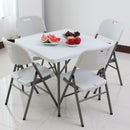 Mesa plástica plegable cuadrada 34"x34" (HDPE) con marco de acero revestido. Medidas 86 cm x 86 cm.