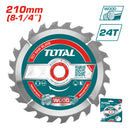 Disco corte madera 210mm(8-1/4") 24T,arbor:30mm 16mm and 25.4mm ring