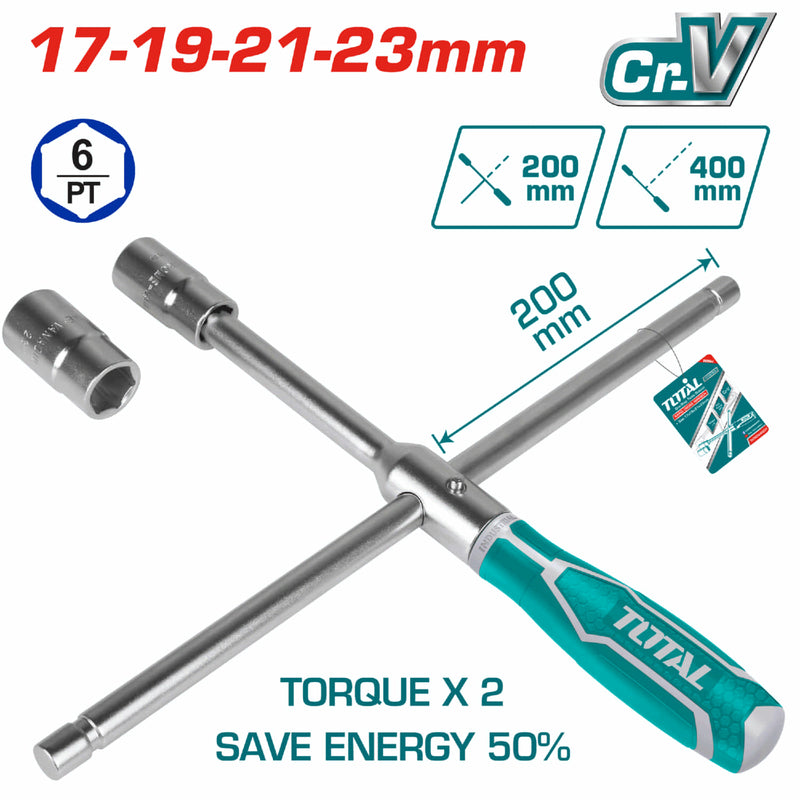 Llave de Cruz rapida 16" con 4 pcs 1/2" Socket:17mm 19mm 21mm 23mm