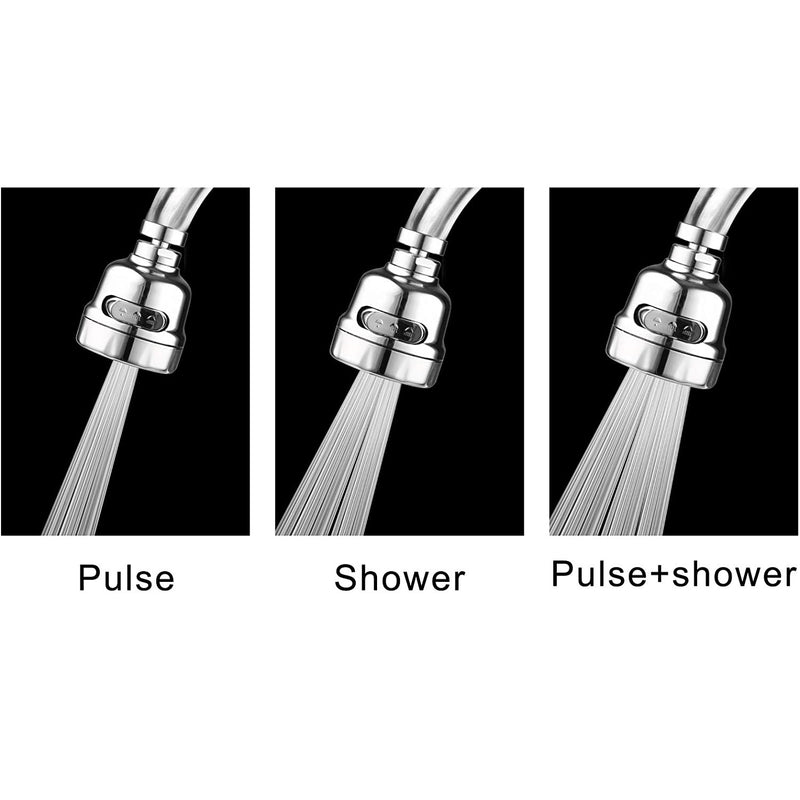 Boquilla para grifo de rotación de 360º con 3 modos de pulverización.
