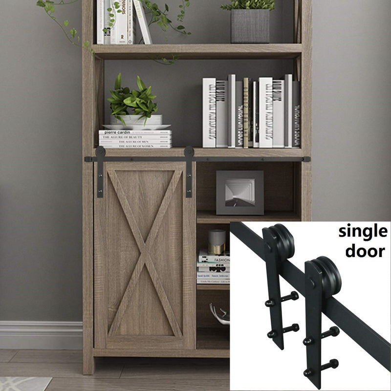 Kit de herrajes para puertas corredizas de madera de montaje lateral en forma de J Puertas de granero