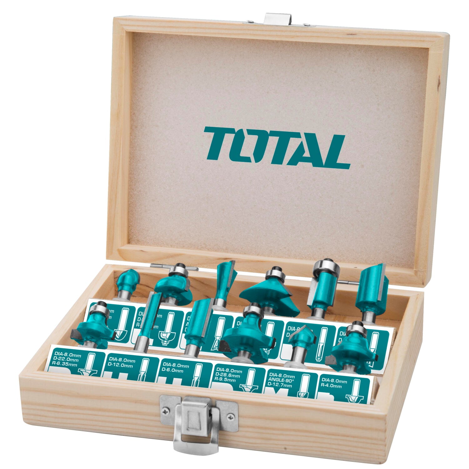 Puntas para router de 1/2" Alta Calidad Maletin mixto de 12 pcs