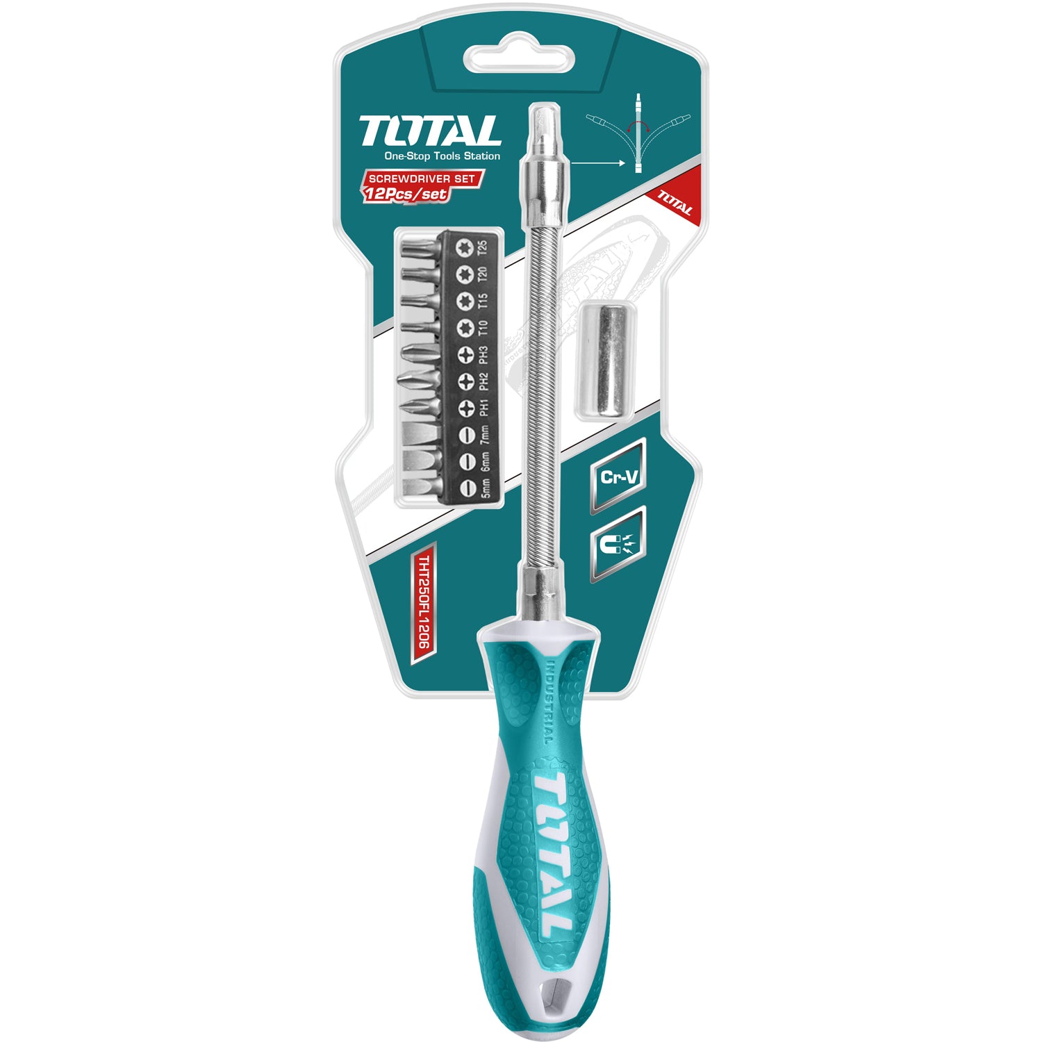 Destornillador flexible con juego de 12 puntas in