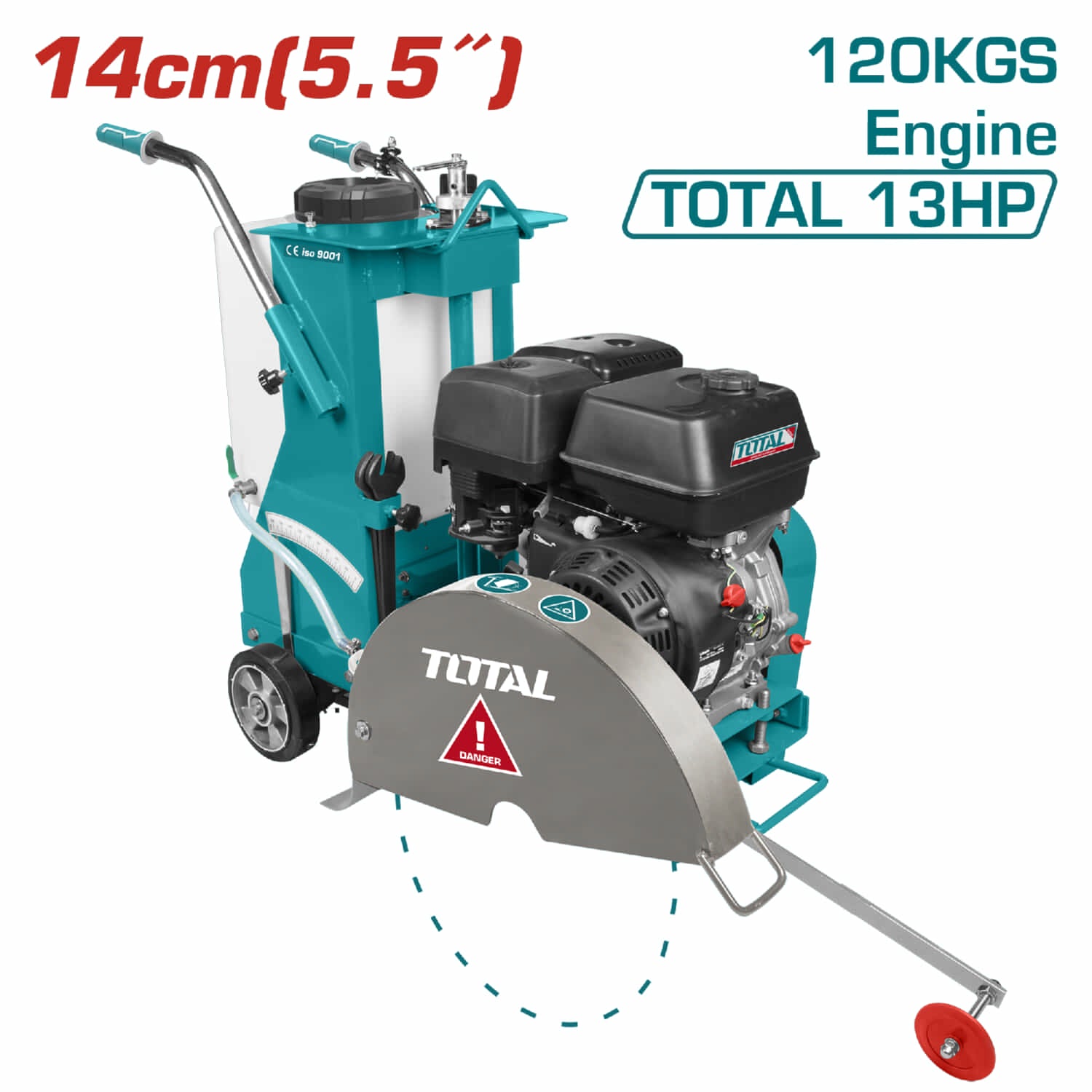 Cortadora de pavimento de empuje manual, motor de gasolina 9.6Kw (13HP)