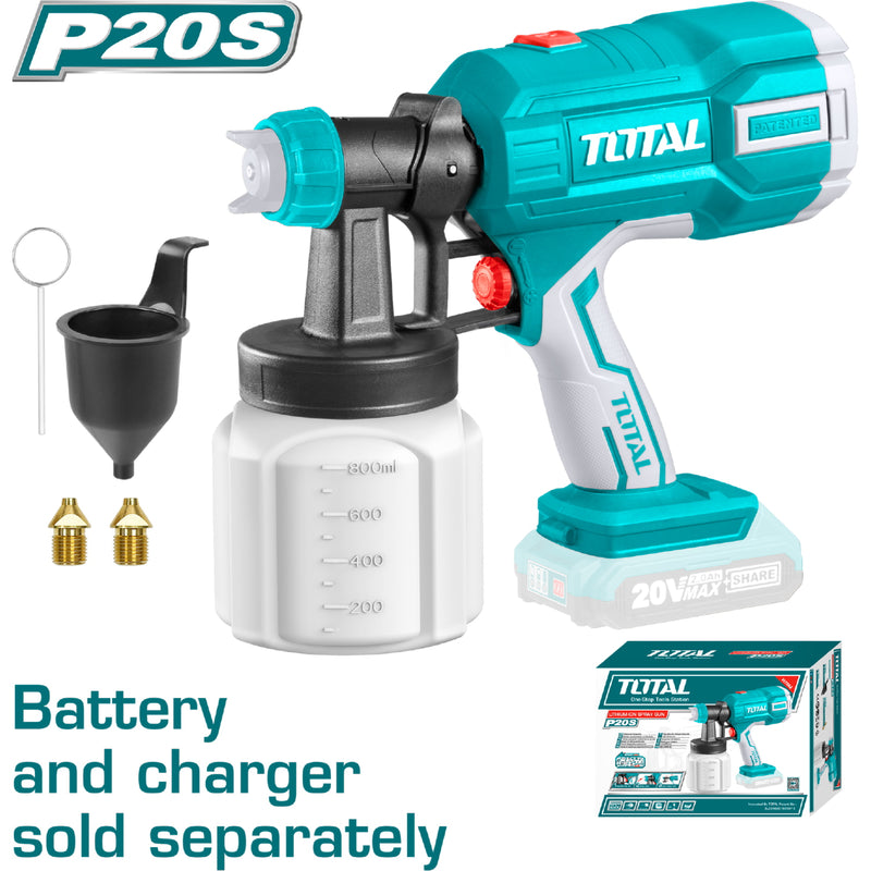 Pistola para pintar 20V  inalámbrica de litio. Batería y cargador se vende por separado.