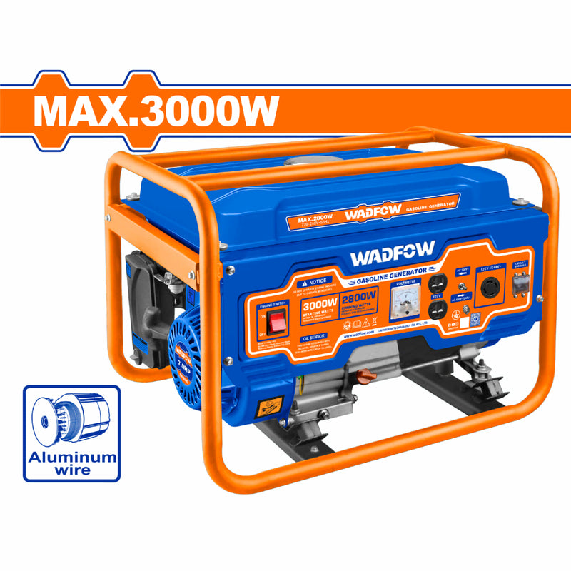 Generador a Gasolina 3000W 110-120V Frec. salida: 60Hz. Veloc. Nominal: 3600rpm. Motor: 4 tiempos. Planta
