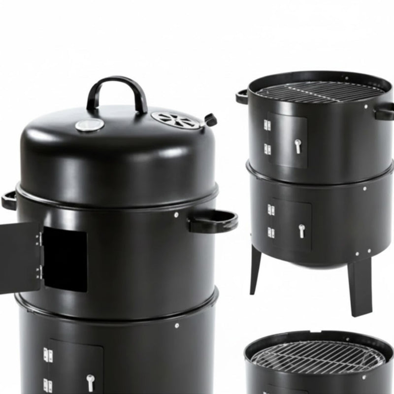 Barbacoa ahumadora cilindrica portatil parrillera