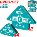 Set de 6 de escuadras de soldadura magnéticos. Acero Fuerza de Tracción de 10 y 25 Lbs