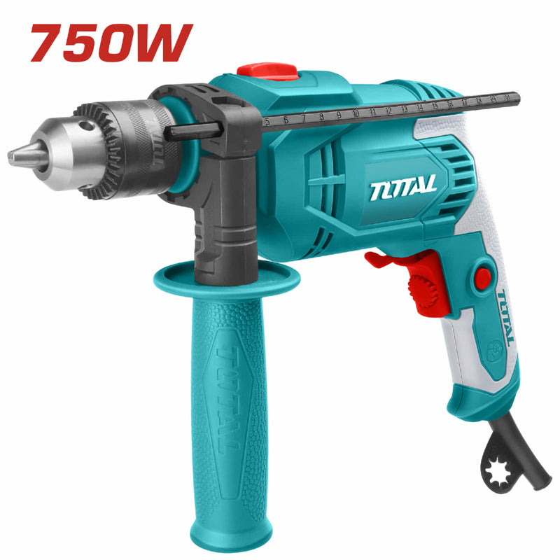 Taladro de 1/2" Total 110V-120V~60Hz 750W. Con martillo. Swich de reversa. 3000rpm.(1 año)